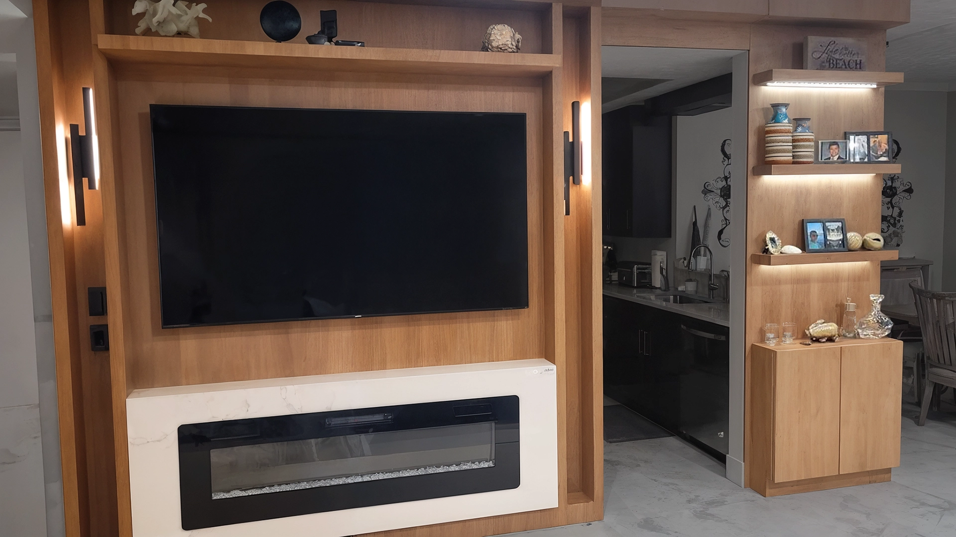 Custom Entertainment Center & Bar Wall